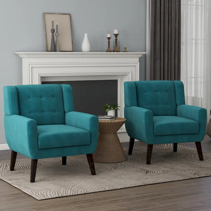 Fauteuil capitonné en velours, lot de 2