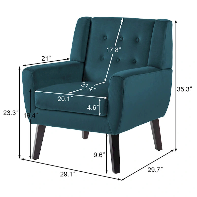 Fauteuil capitonné en velours, lot de 2