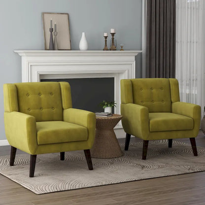 Fauteuil capitonné en velours, lot de 2