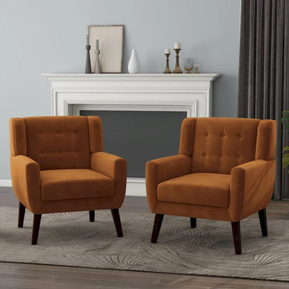 Fauteuil capitonné en velours, lot de 2