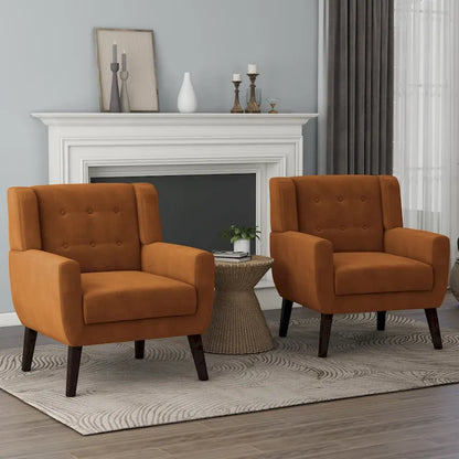 Fauteuil capitonné en velours, lot de 2
