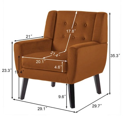 Fauteuil capitonné en velours, lot de 2