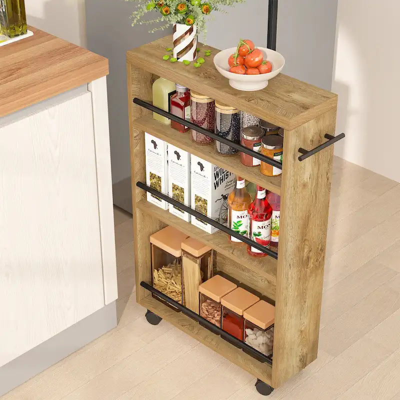 Slim Storage Cart, Rolling Narrow Kitchen Cart on Wheels - N/A