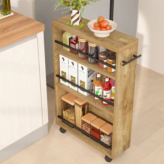 Slim Storage Cart, Rolling Narrow Kitchen Cart on Wheels - N/A