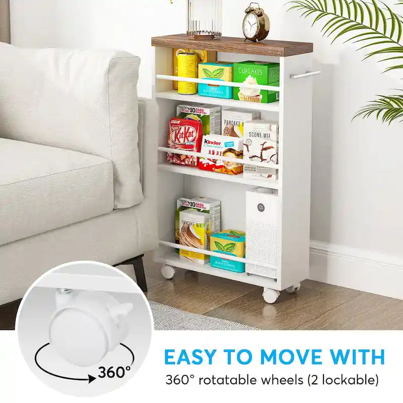 Chariot de rangement étroit, chariot de cuisine à roulettes - Non applicable