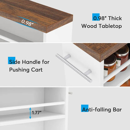 Chariot de rangement étroit, chariot de cuisine à roulettes - Non applicable