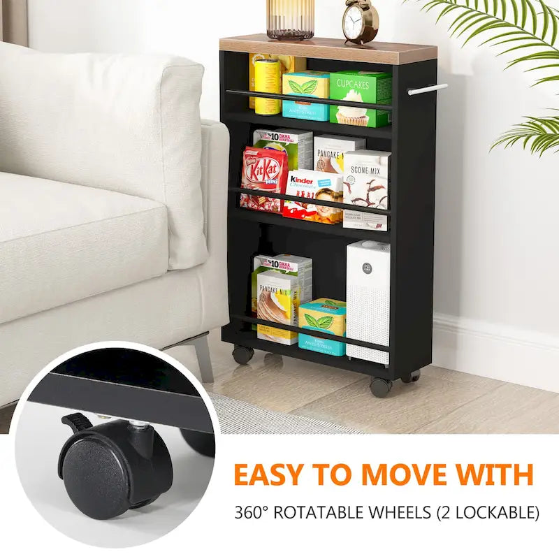 Chariot de rangement étroit, chariot de cuisine à roulettes - Non applicable