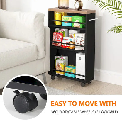 Chariot de rangement étroit, chariot de cuisine à roulettes - Non applicable