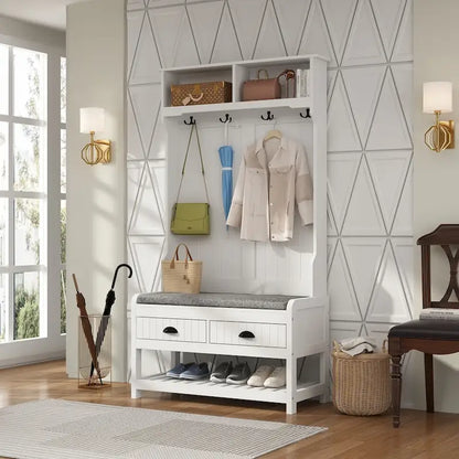 Porte-manteau Timechee 34,3 cm de large avec banc et rangement à chaussures