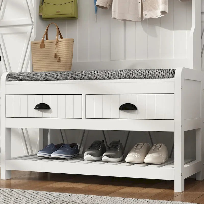 Porte-manteau Timechee 34,3 cm de large avec banc et rangement à chaussures