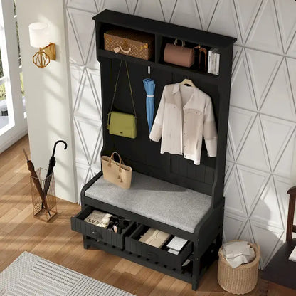 Porte-manteau Timechee 34,3 cm de large avec banc et rangement à chaussures