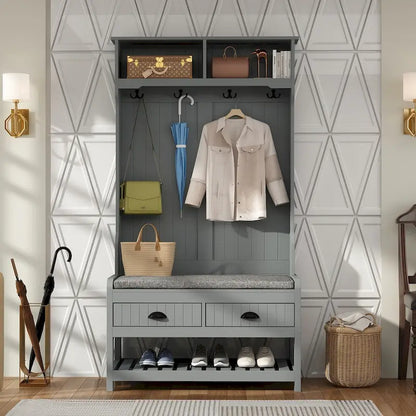 Porte-manteau Timechee 34,3 cm de large avec banc et rangement à chaussures