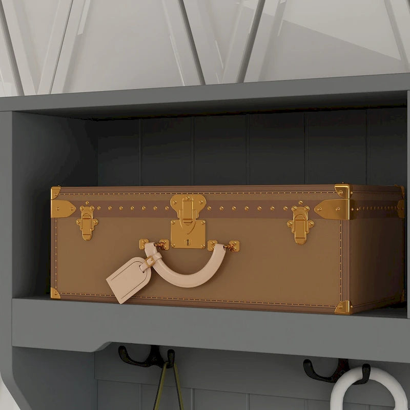 Porte-manteau Timechee 34,3 cm de large avec banc et rangement à chaussures