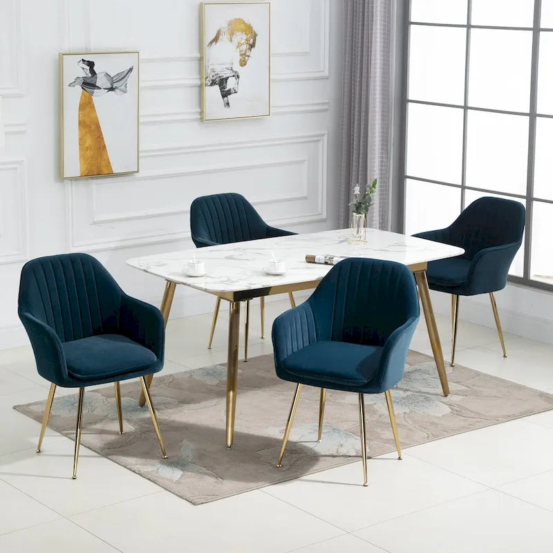 Ensemble de 4 chaises de salle à manger rembourrées en velours AVAWING avec accoudoirs.