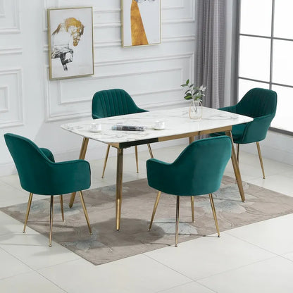 Ensemble de 4 chaises de salle à manger rembourrées en velours AVAWING avec accoudoirs.