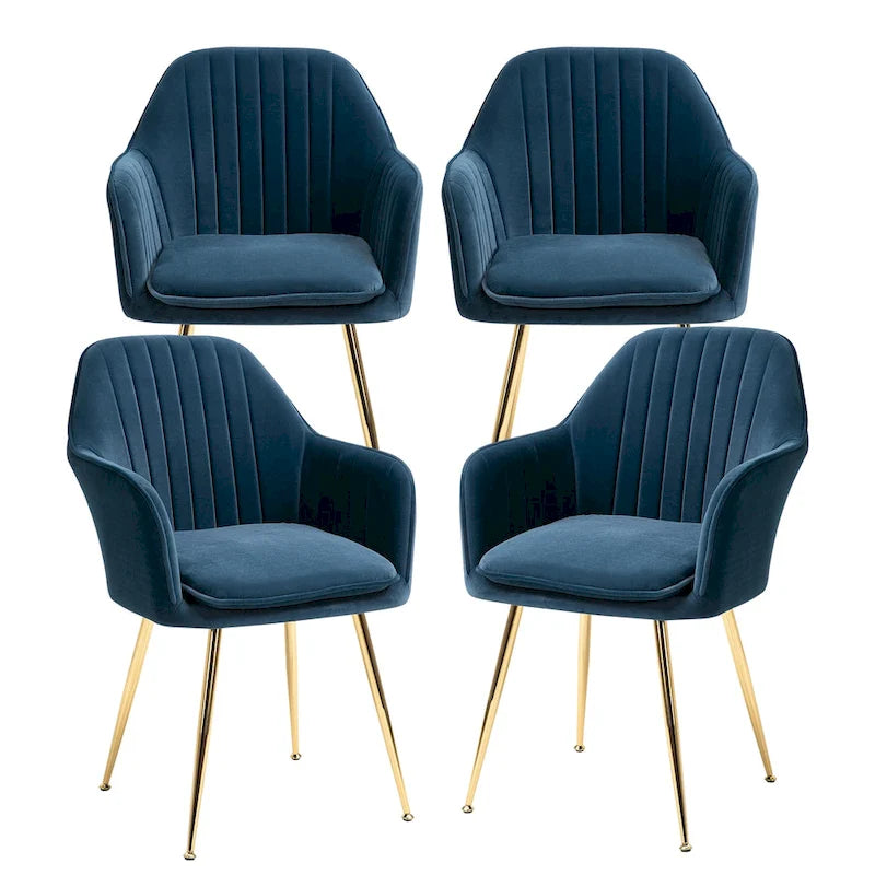 Ensemble de 4 chaises de salle à manger rembourrées en velours AVAWING avec accoudoirs.