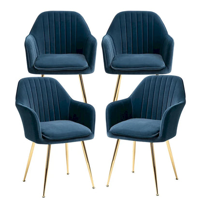 Ensemble de 4 chaises de salle à manger rembourrées en velours AVAWING avec accoudoirs.