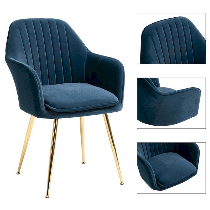 Ensemble de 4 chaises de salle à manger rembourrées en velours AVAWING avec accoudoirs.