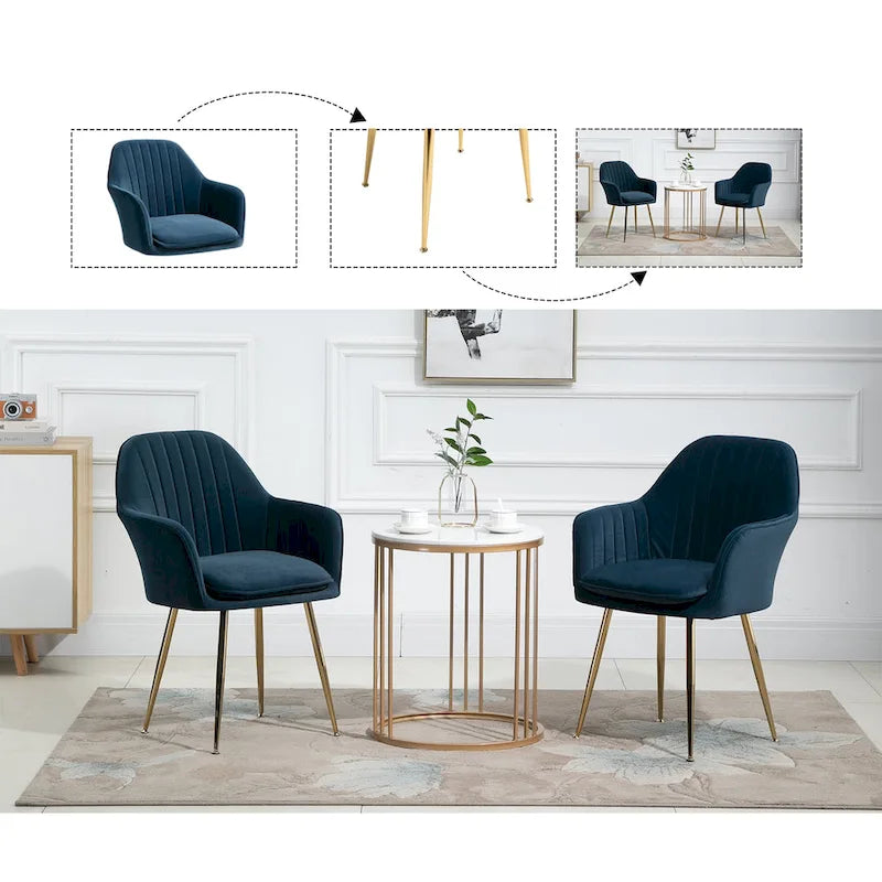 Ensemble de 4 chaises de salle à manger rembourrées en velours AVAWING avec accoudoirs.