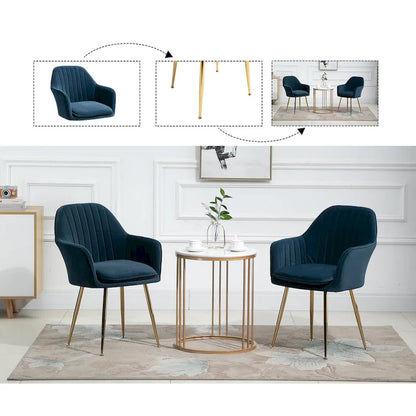 Ensemble de 4 chaises de salle à manger rembourrées en velours AVAWING avec accoudoirs.