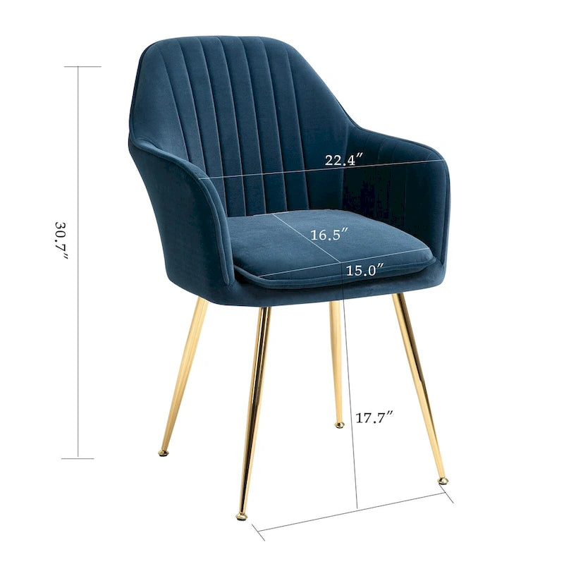 Ensemble de 4 chaises de salle à manger rembourrées en velours AVAWING avec accoudoirs.