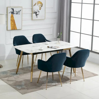 Ensemble de 4 chaises de salle à manger rembourrées en velours AVAWING avec accoudoirs.