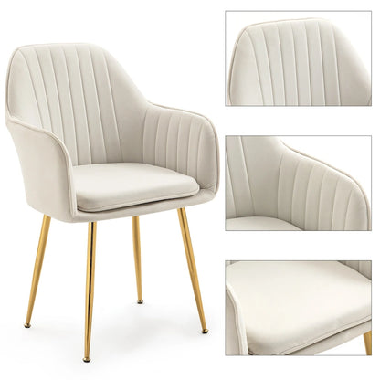 Ensemble de 4 chaises de salle à manger rembourrées en velours AVAWING avec accoudoirs.