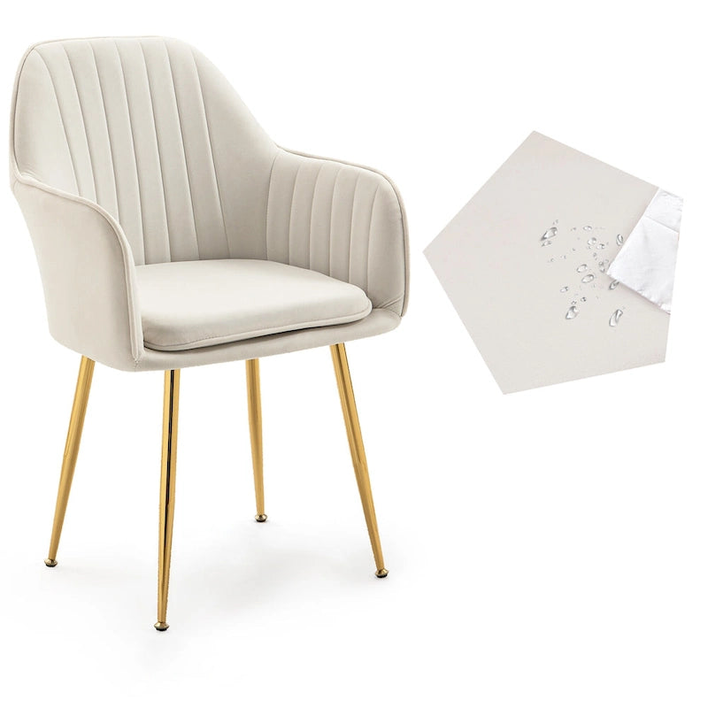 Ensemble de 4 chaises de salle à manger rembourrées en velours AVAWING avec accoudoirs.