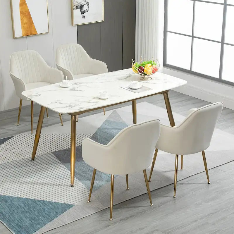 Ensemble de 4 chaises de salle à manger rembourrées en velours AVAWING avec accoudoirs.