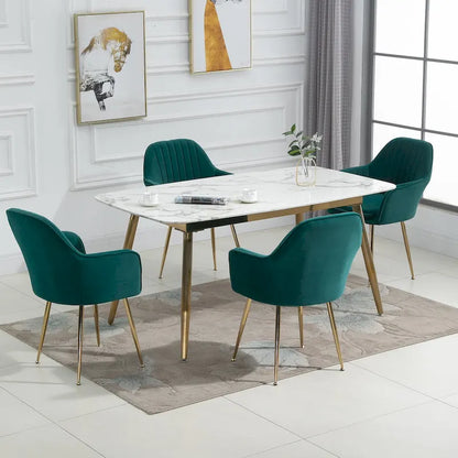 Ensemble de 4 chaises de salle à manger rembourrées en velours AVAWING avec accoudoirs.