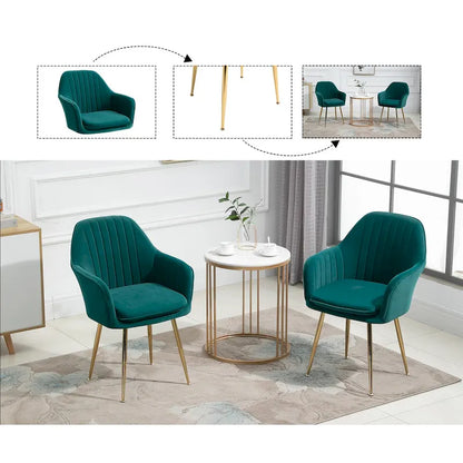 Ensemble de 4 chaises de salle à manger rembourrées en velours AVAWING avec accoudoirs.