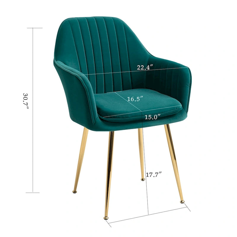 Ensemble de 4 chaises de salle à manger rembourrées en velours AVAWING avec accoudoirs.