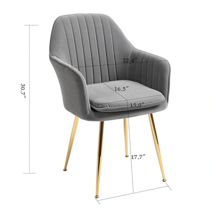Ensemble de 4 chaises de salle à manger rembourrées en velours AVAWING avec accoudoirs.