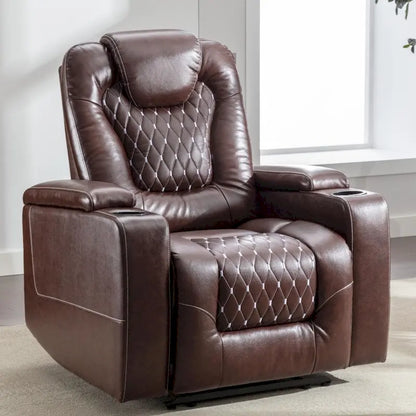 Fauteuils de cinéma maison électriques rembourrés, inclinables, en cuir PU, avec rangement dissimulé dans les accoudoirs