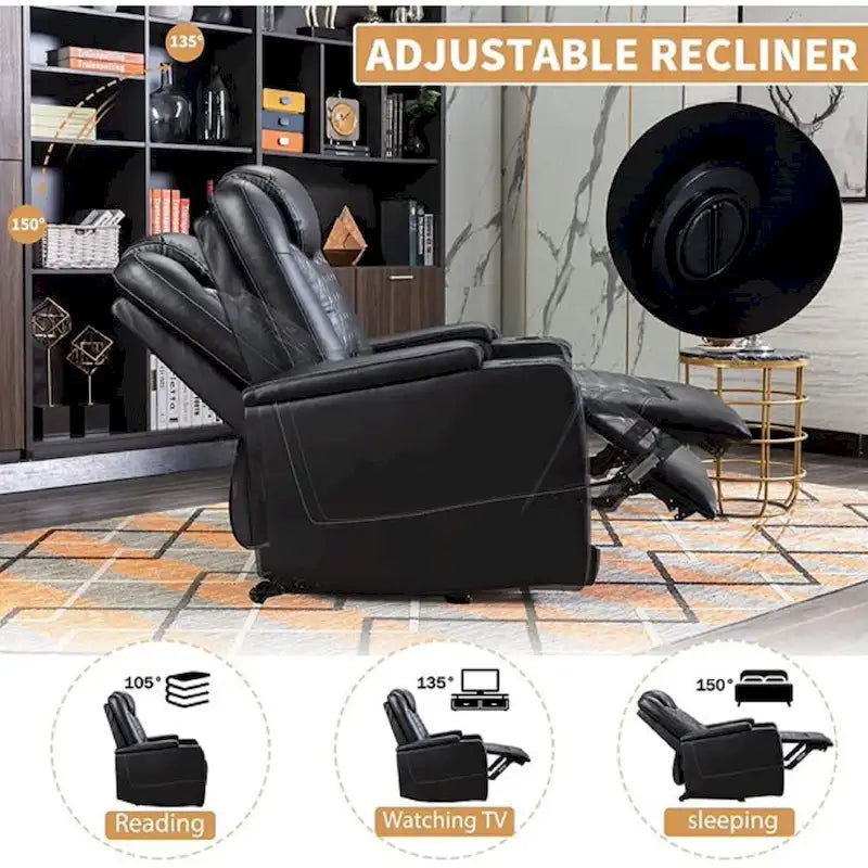 Fauteuils de cinéma maison électriques rembourrés, inclinables, en cuir PU, avec rangement dissimulé dans les accoudoirs