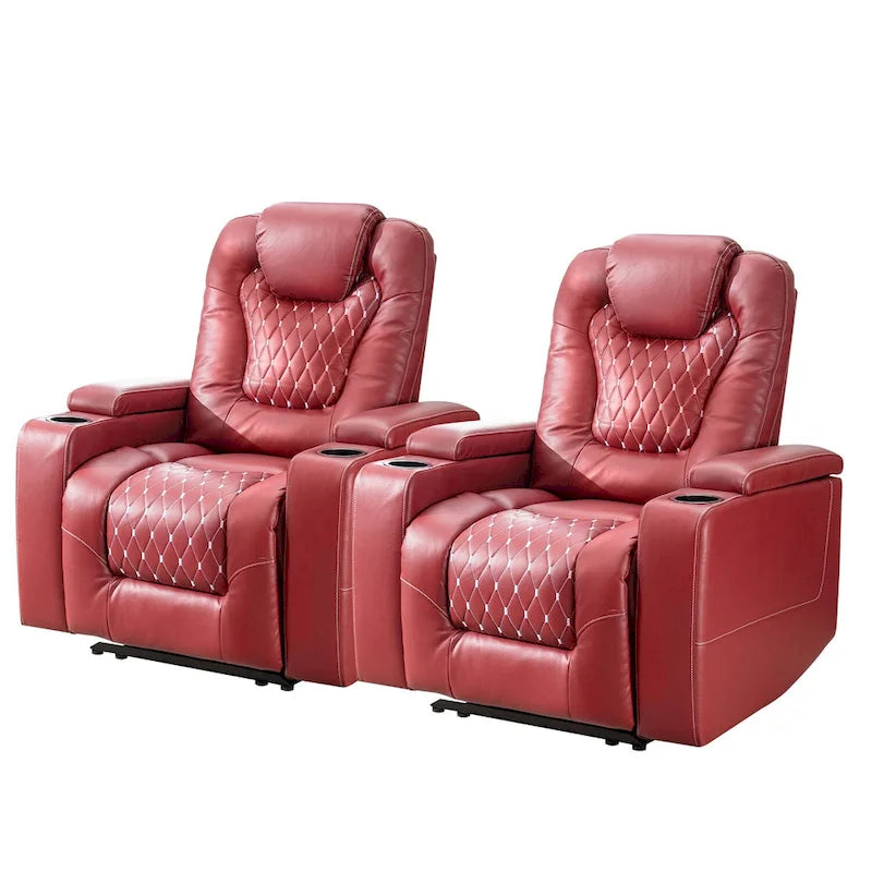 Fauteuils de cinéma maison électriques rembourrés, inclinables, en cuir PU, avec rangement dissimulé dans les accoudoirs