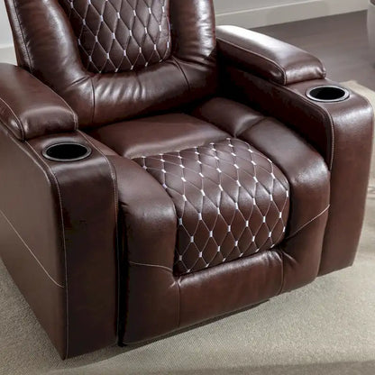 Fauteuils de cinéma maison électriques rembourrés, inclinables, en cuir PU, avec rangement dissimulé dans les accoudoirs