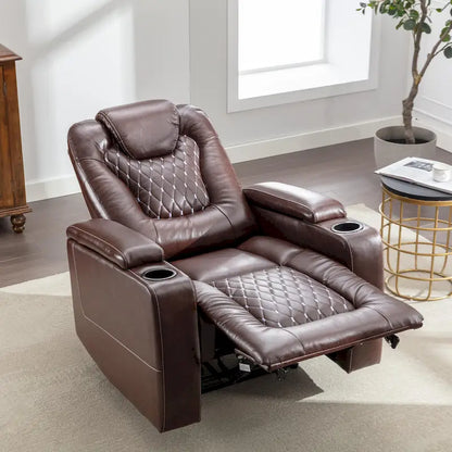 Fauteuils de cinéma maison électriques rembourrés, inclinables, en cuir PU, avec rangement dissimulé dans les accoudoirs