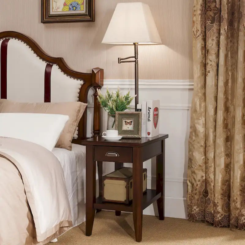 Table d'appoint Leick Home Laurent à un tiroir et bras articulé