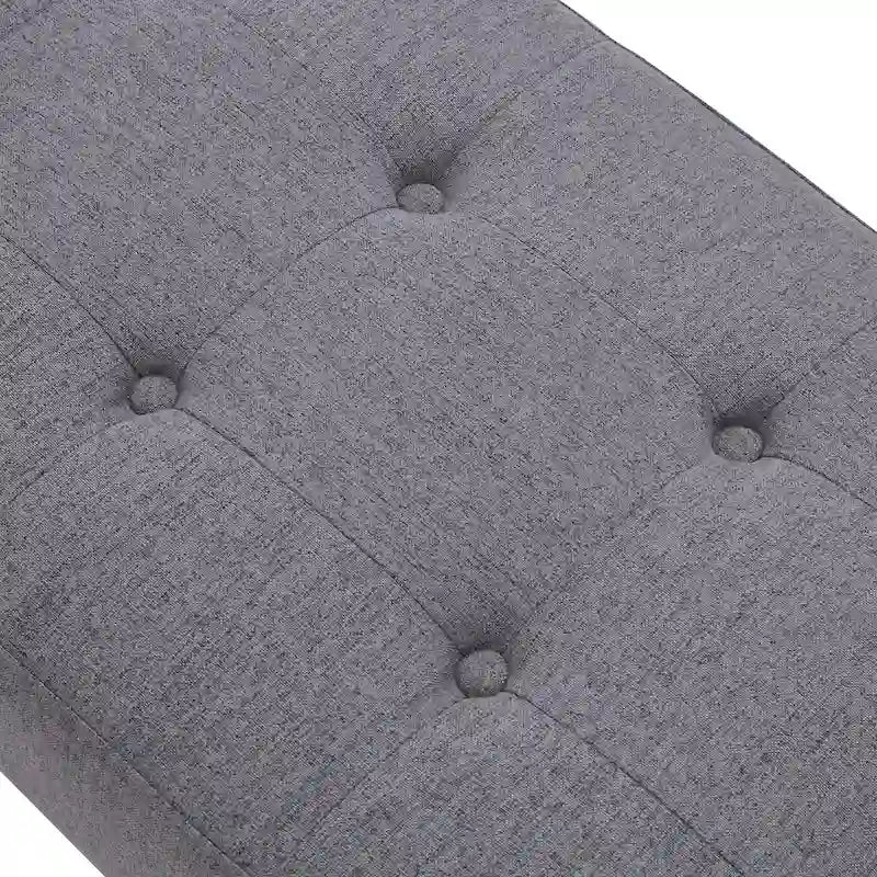 Banc d'entrée en tissu beige/gris/blanc, recouvert de tissu, avec pieds en forme de X, 89 cm (35 pouces)