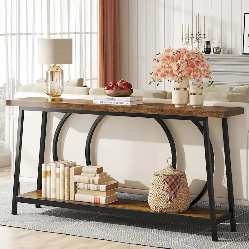 Console de canapé de 180 cm avec rangement pour entrée, couloir ou salon, derrière le canapé