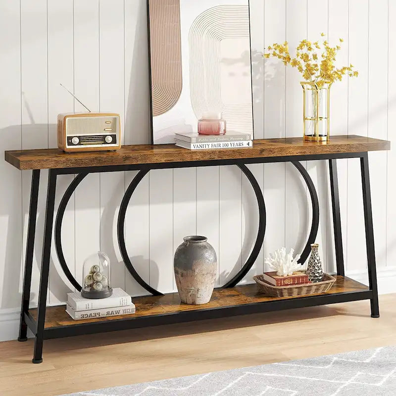 Console de canapé de 180 cm avec rangement pour entrée, couloir ou salon, derrière le canapé
