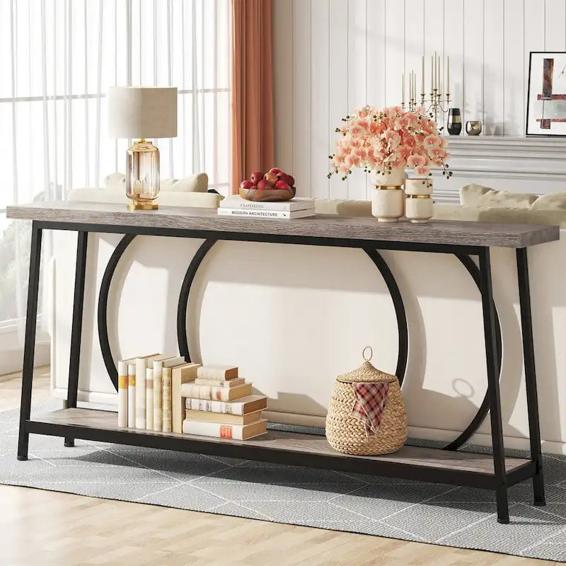 Console de canapé de 180 cm avec rangement pour entrée, couloir ou salon, derrière le canapé