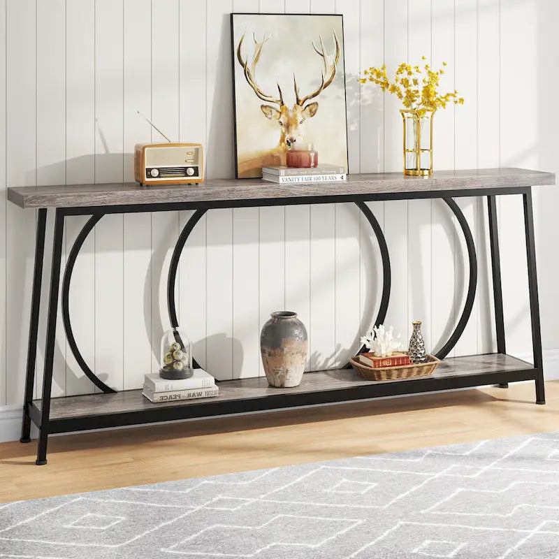 Console de canapé de 180 cm avec rangement pour entrée, couloir ou salon, derrière le canapé