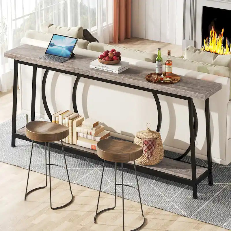 Console de canapé de 180 cm avec rangement pour entrée, couloir ou salon, derrière le canapé