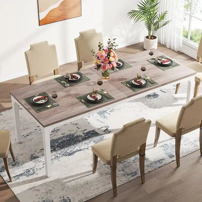 Table de salle à manger rectangulaire pour 6 à 8 personnes, 198 cm de long.