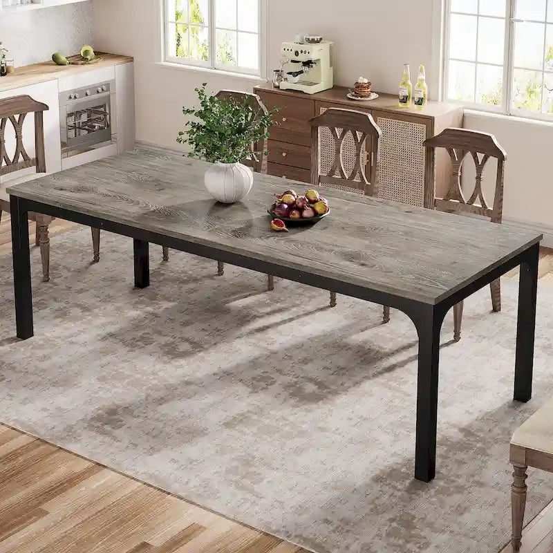 Table de salle à manger rectangulaire pour 6 à 8 personnes, 198 cm de long.