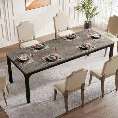 Table de salle à manger rectangulaire pour 6 à 8 personnes, 198 cm de long.