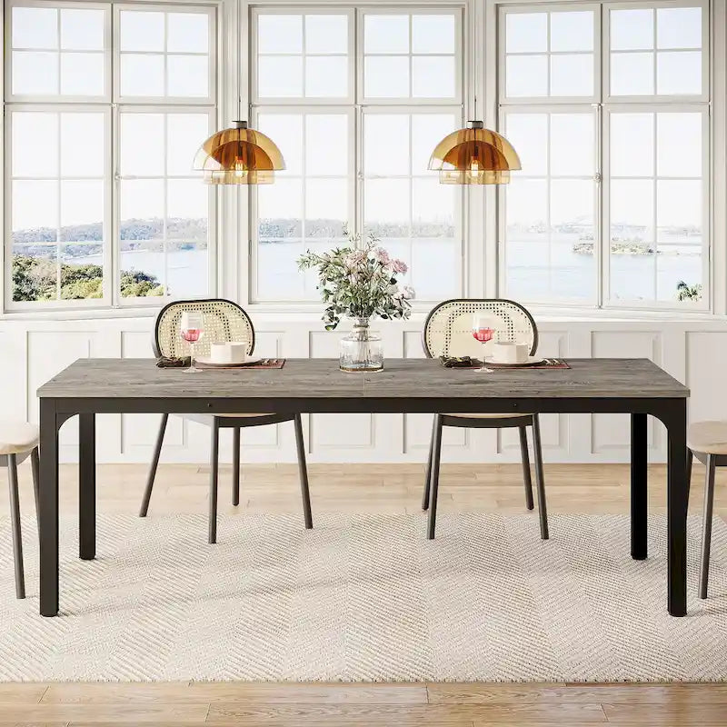 Table de salle à manger rectangulaire pour 6 à 8 personnes, 198 cm de long.