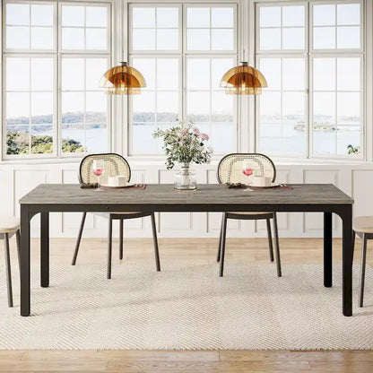 Table de salle à manger rectangulaire pour 6 à 8 personnes, 198 cm de long.